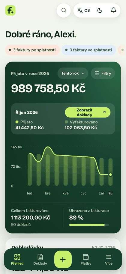 Stejný přehled v telefonu.